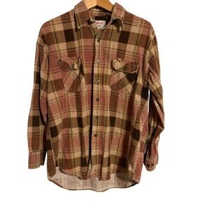 VNTG Anthony's Men's Plaid Flannel Double Preshrunk Cotton Long Sleeve Shirt L